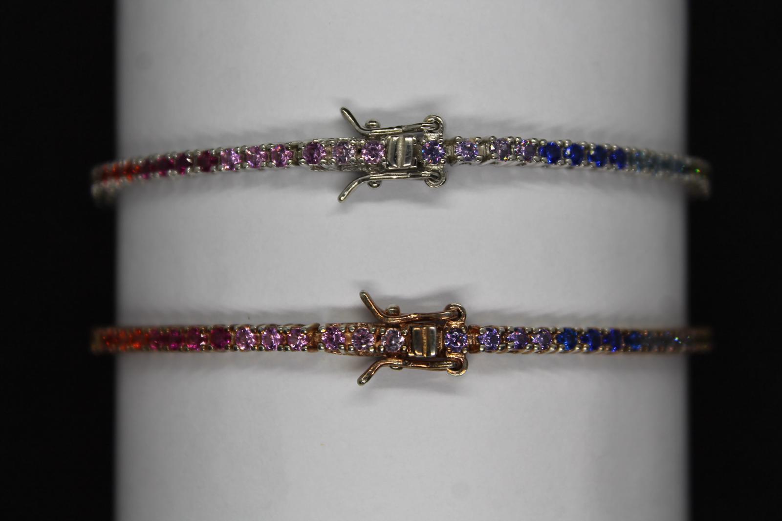 HIJONES Bracciale Intrecciato Arcobaleno Con Palline Da Tennis – Regolabile, Leggero, Unisex, Per Sportivi E Amici